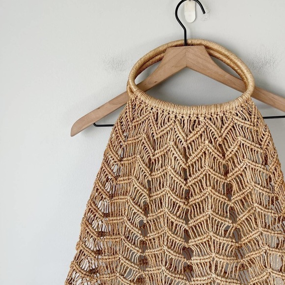 Jute Boho Natural Open Woven Tassel Tote Purse - Picture 3 of 3